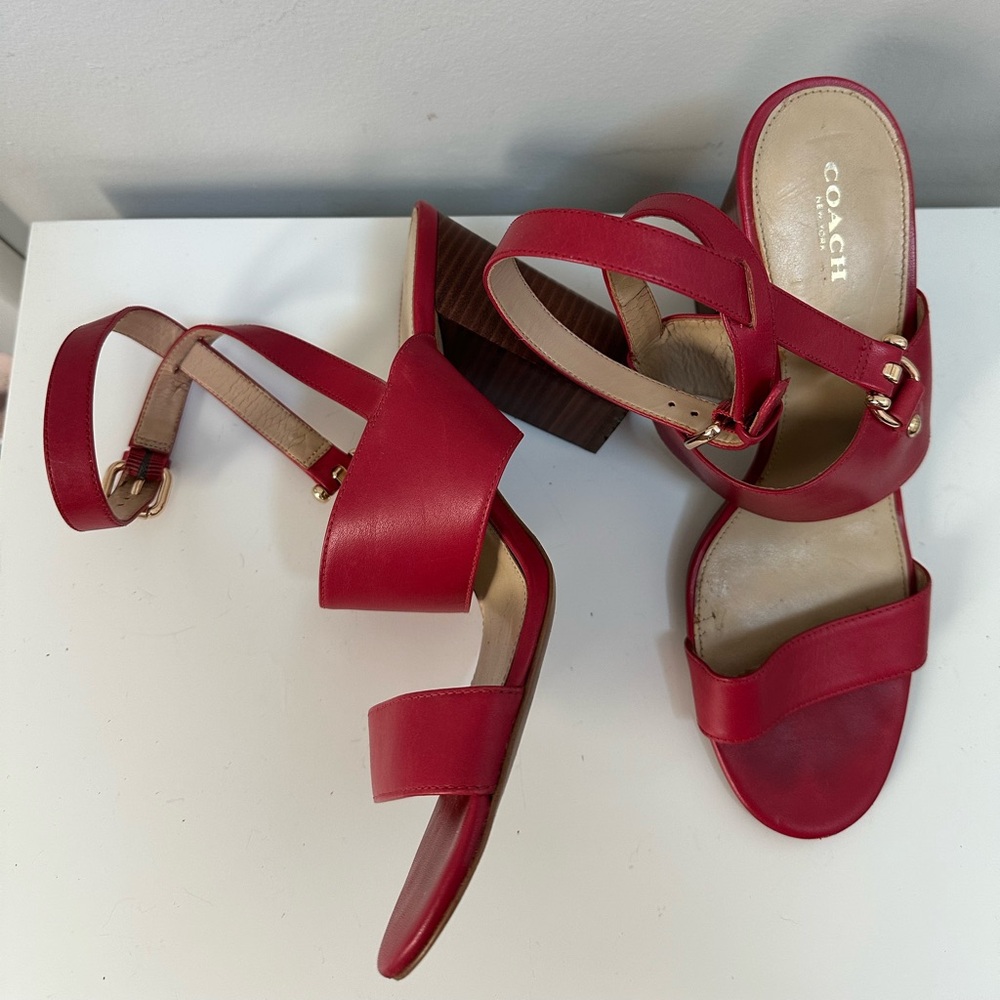 Coach Red Strappy Heels
